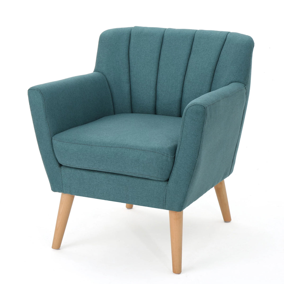 Blue Fabric and Wood Club Chair J160901