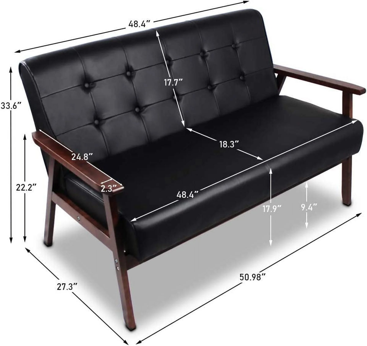 Mid-Century Modern Sofa Set with Loveseat and Chair B318239