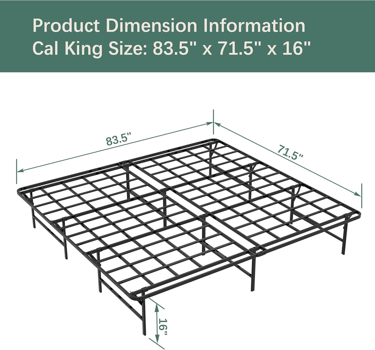 Black 16 Inch California King Platform Bed Frame E3047