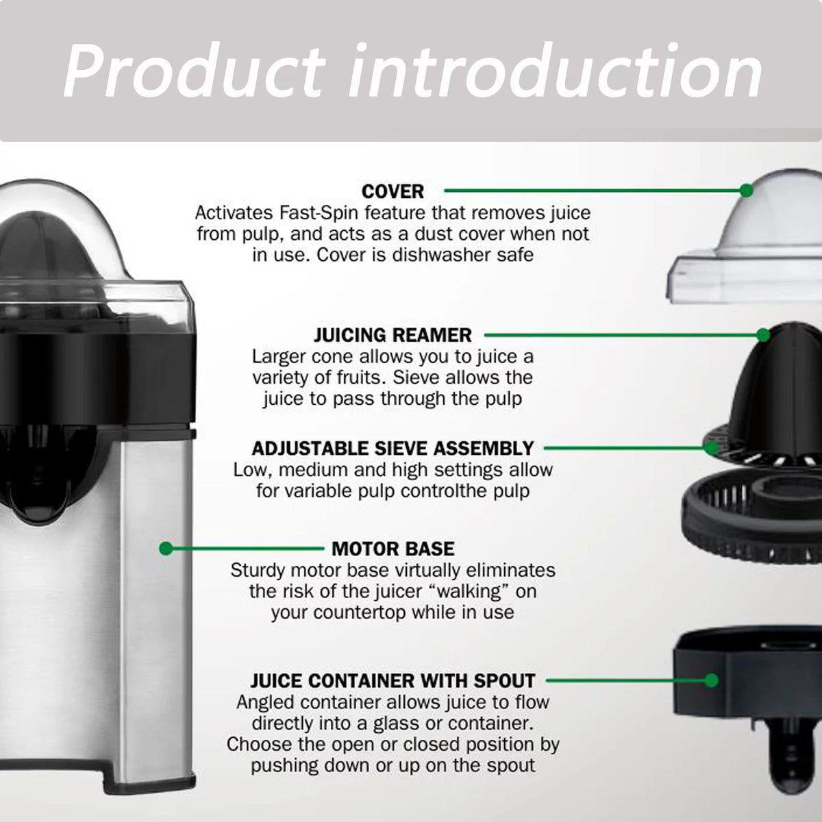 Black Citrus Juicer with 3 Speed Modes B980