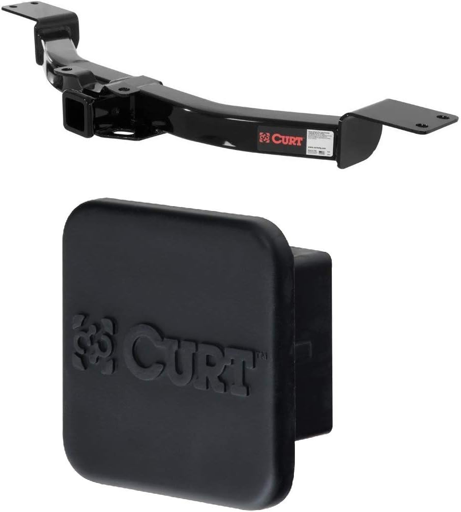Class 3 Trailer Hitch with 2 Inch Receiver and Rubber Hitch Tube Cover Bundle C1005