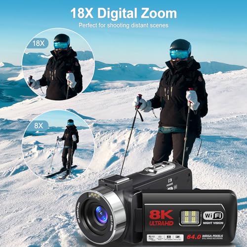 64MP 8K Camcorder with IR Night Vision T379434