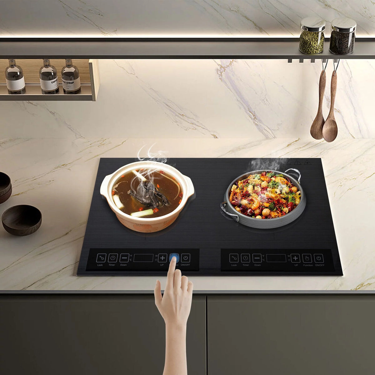 Black 2 Burner Electric Induction Cooktop F2636