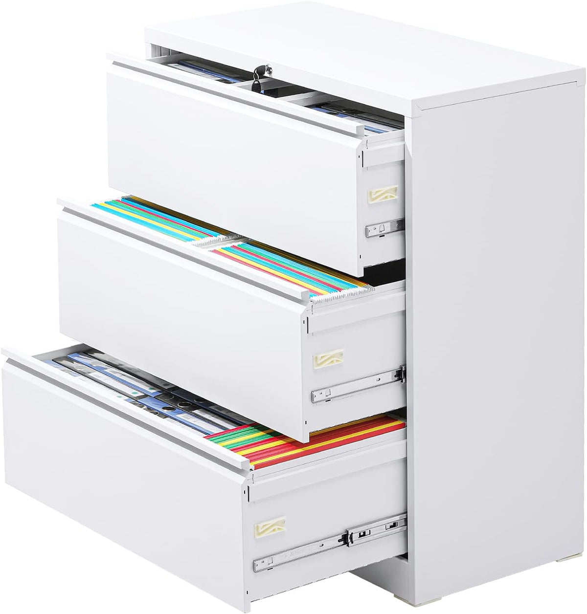Black Mobile Filing Cabinet 3 Drawer with Lock Wheels R64951