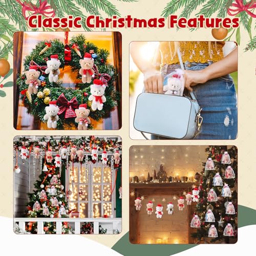 24 Sets Christmas Mini Deer Stuffed Animal Plush Ornaments K3035