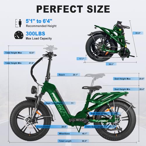 20'' Fat Tire Full Suspension Folding Electric Bike with 48V 20Ah Removable Battery V58792