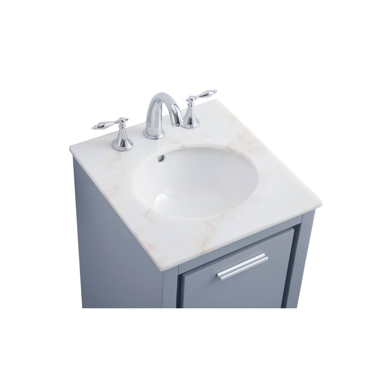 White 18 inch Bathroom Vanity Cabinet Set with Marble Top K1001