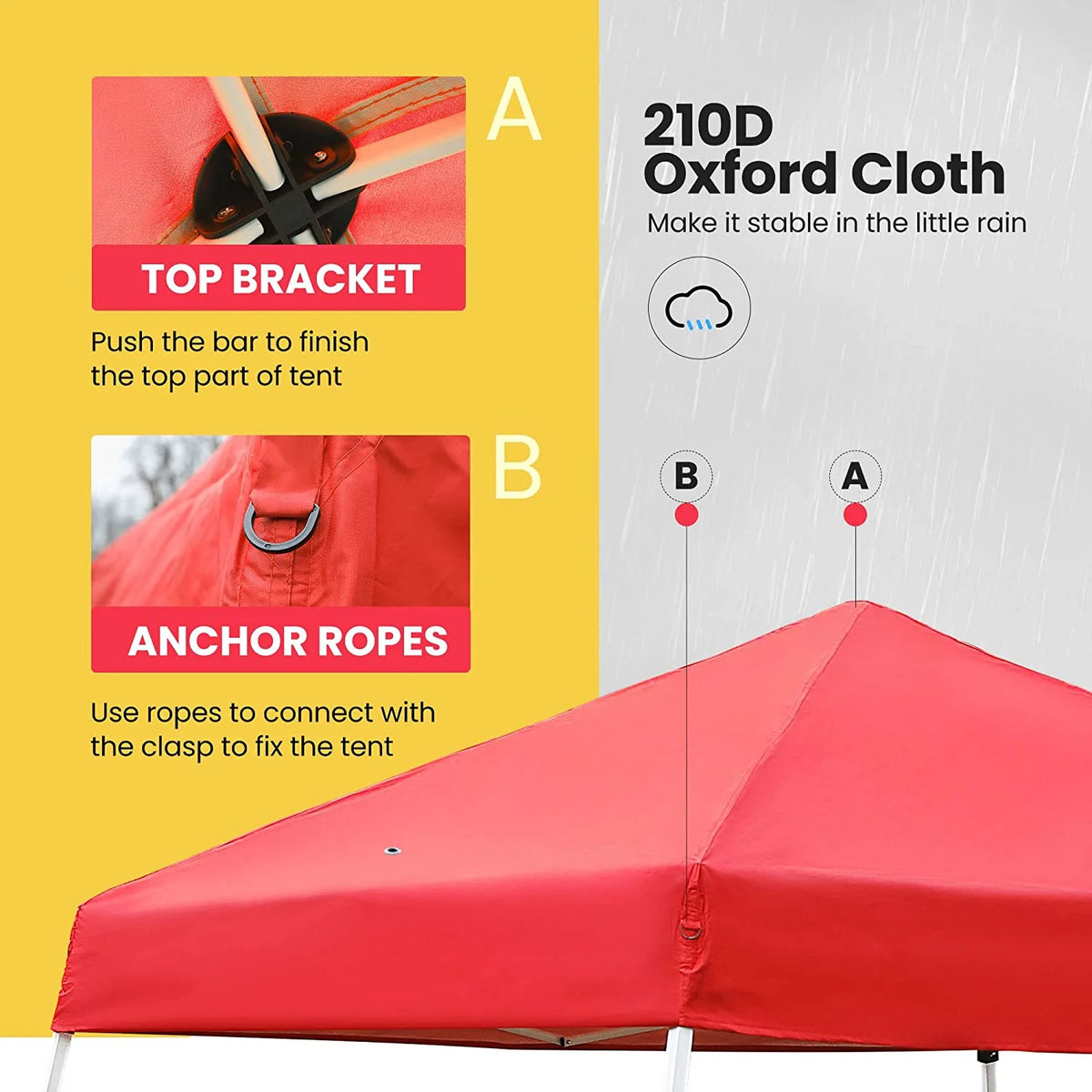 Red 8 x 8 Feet Pop Up Canopy Tent H17197