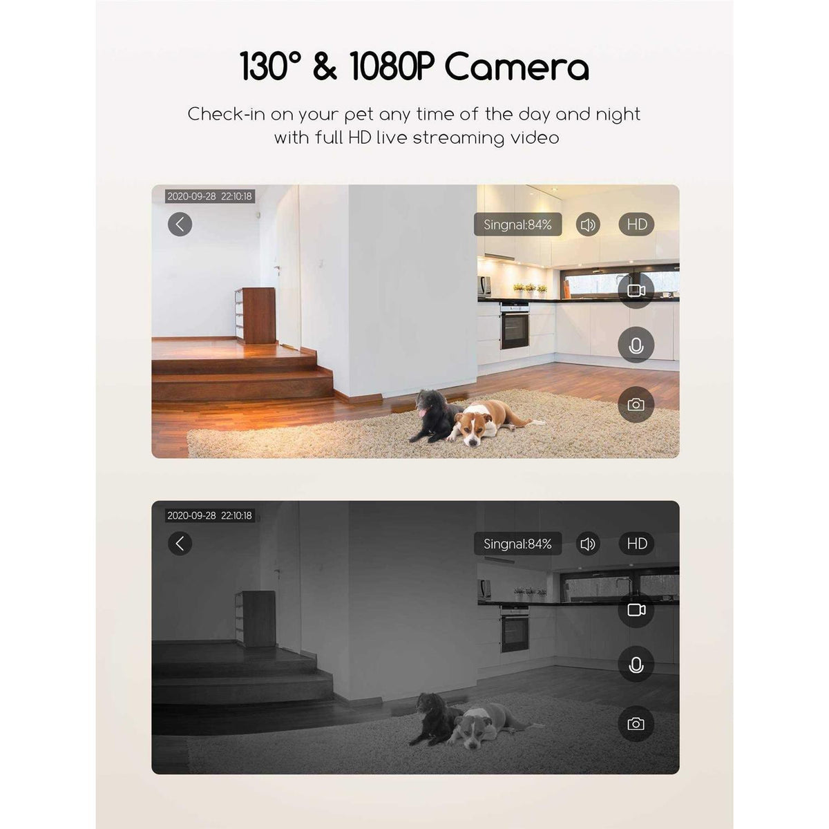 Dog Camera with Treat Dispenser, 2.4G and 5G WiFi Pet Camera with Two Way Audio and 1080P Full HD Night Vision B4682