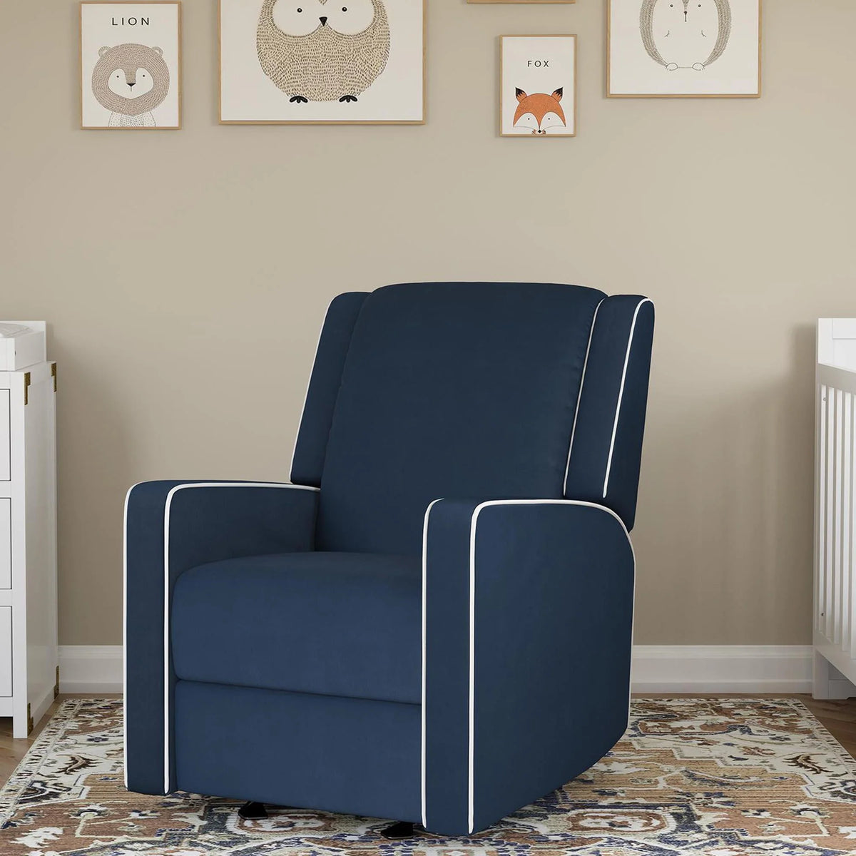 Beige Linen Nursery Rocker Recliner Q689397