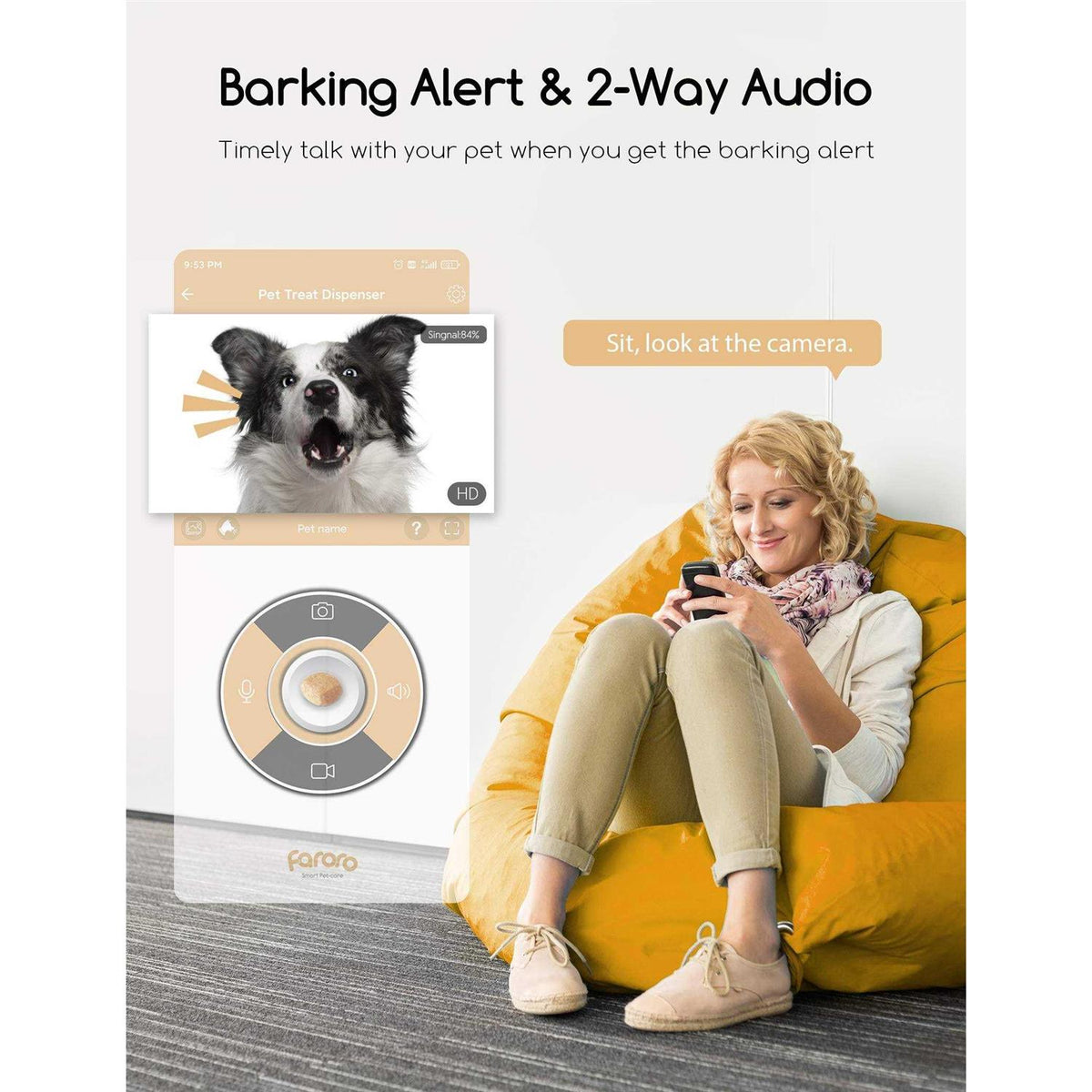 Dog Camera with Treat Dispenser, 2.4G and 5G WiFi Pet Camera with Two Way Audio and 1080P Full HD Night Vision B4682