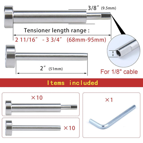 10Pair Invisible Cable Railing Kit T316 Stainless Steel I627600