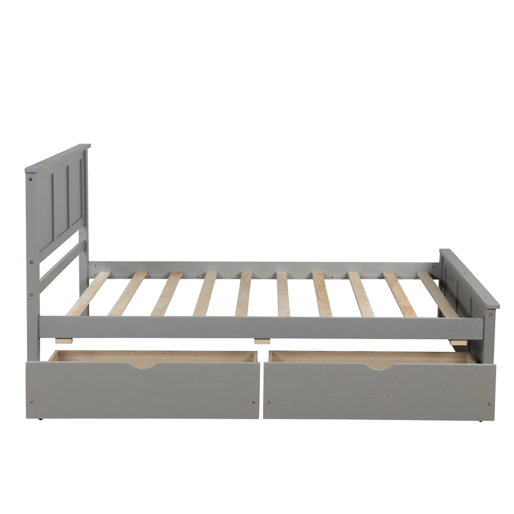 Twin Size Wood Platform Bed with Storage and Headboard Z345