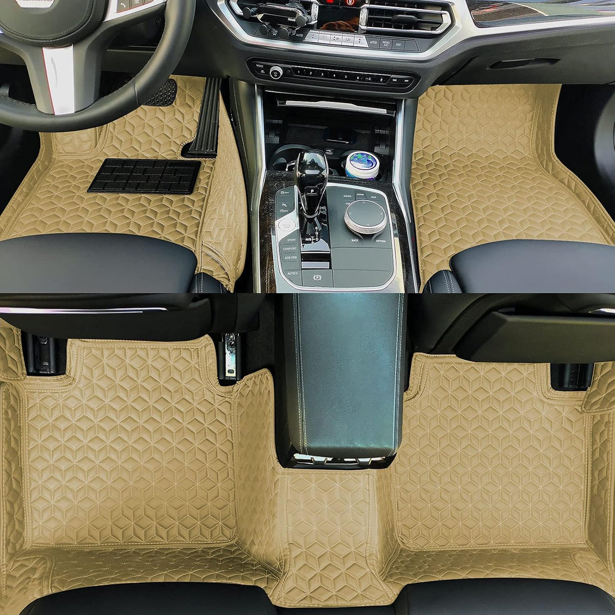 Black Leather Car Floor Mats T5304