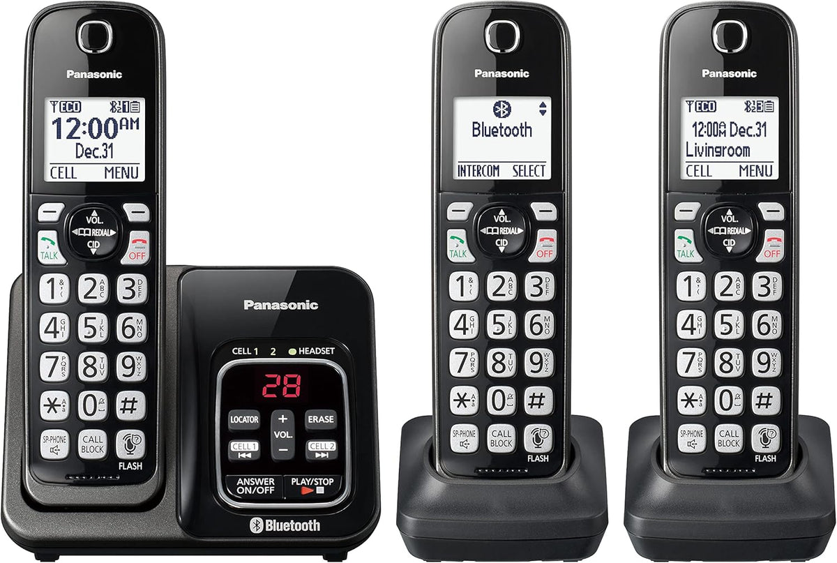 3 Cordless Handsets Expandable Cordless Phone System with Answering Machine and Call Blocking T704077