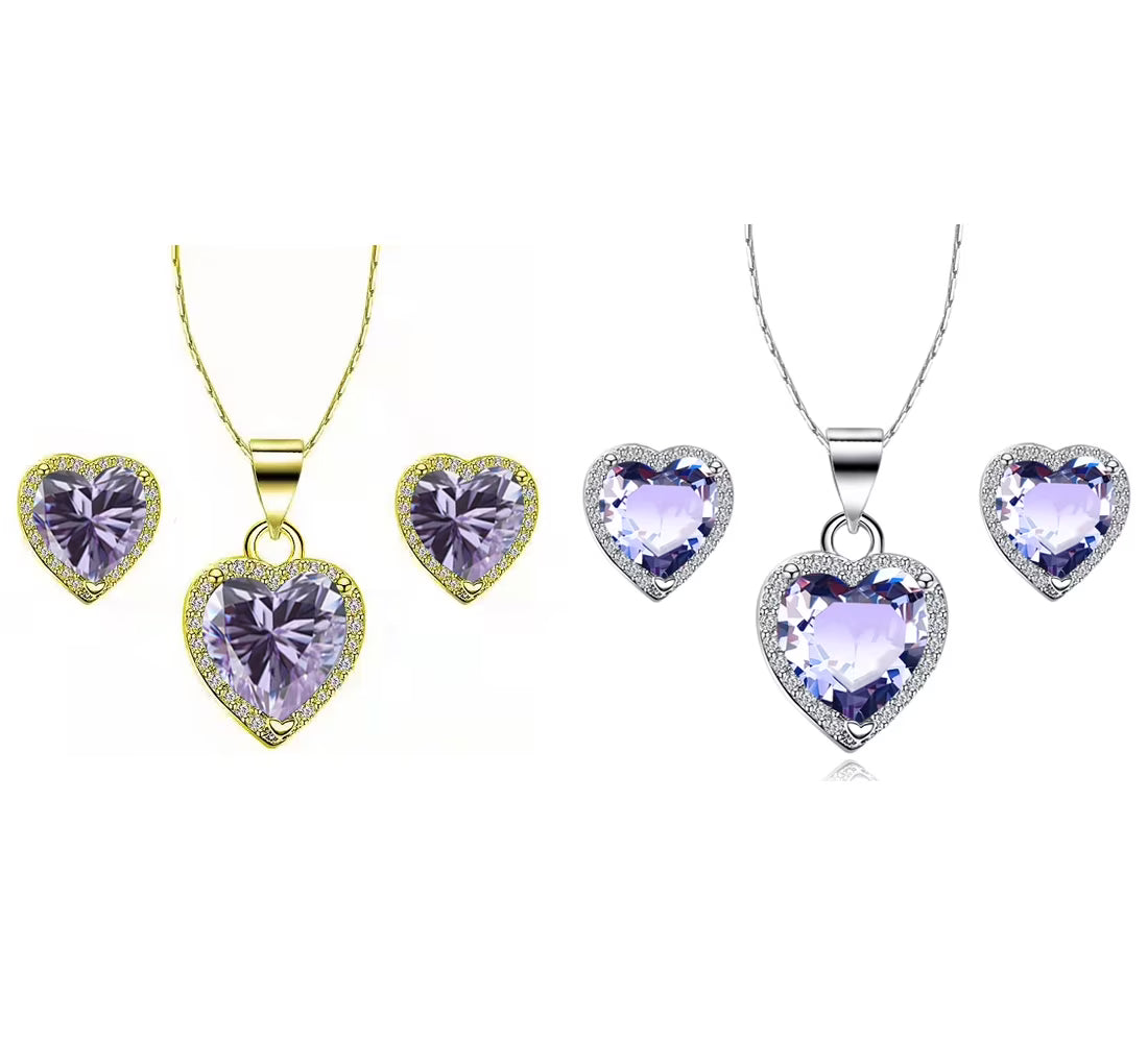 24k Yellow and White Gold Tanzanite Necklace Set 18 inch Q305