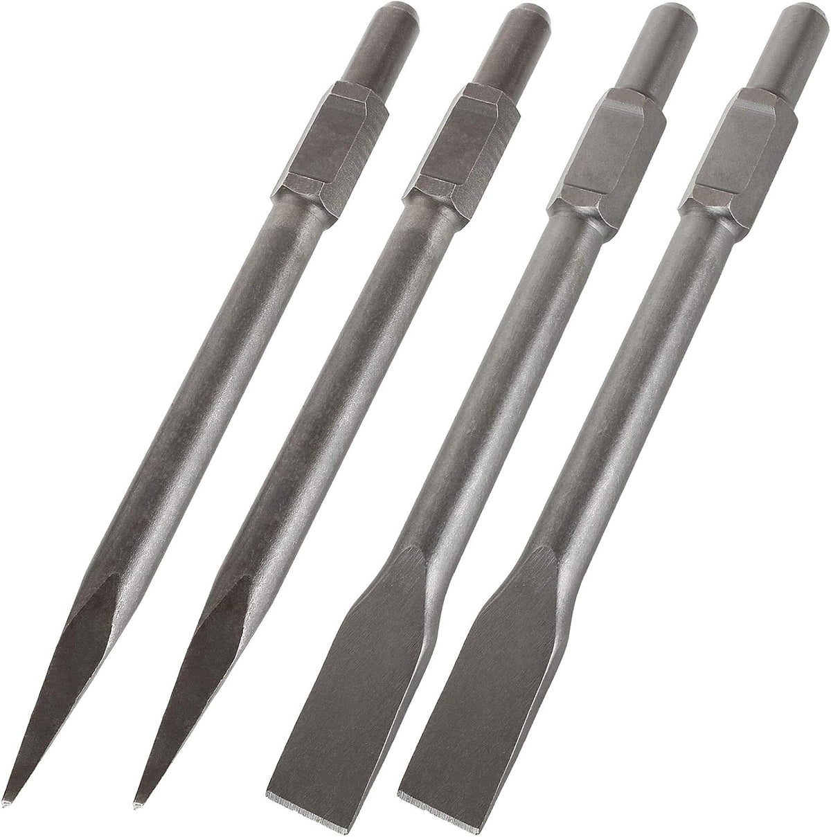 12 inch Demolition Hammer Drill Flat Tip and Bull Point Chisels, Pack of 2 X6225