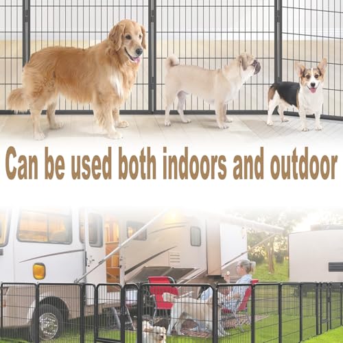 40 in Black Metal 8 Panel Dog Playpen with Gate R713