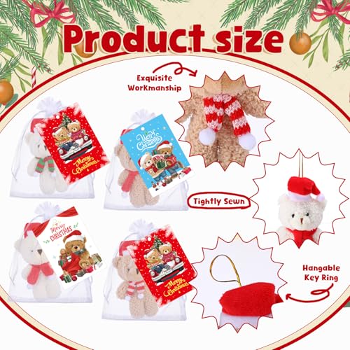 24 Sets Christmas Mini Deer Stuffed Animal Plush Ornaments K3035