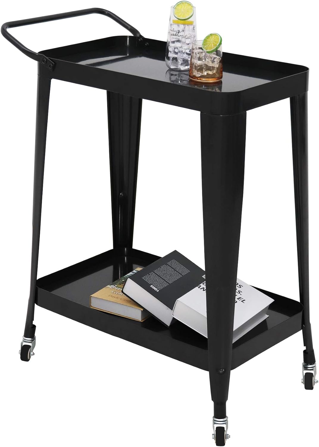 2-Tier Rolling Utility Cart with Swivel Wheels V414