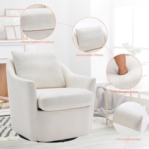 Beige Upholstered Swivel Accent Chair Set of 2 Y941