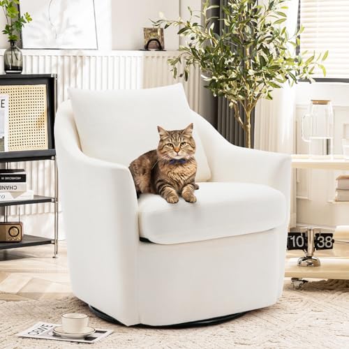 Beige Upholstered Swivel Accent Chair Set of 2 Y941