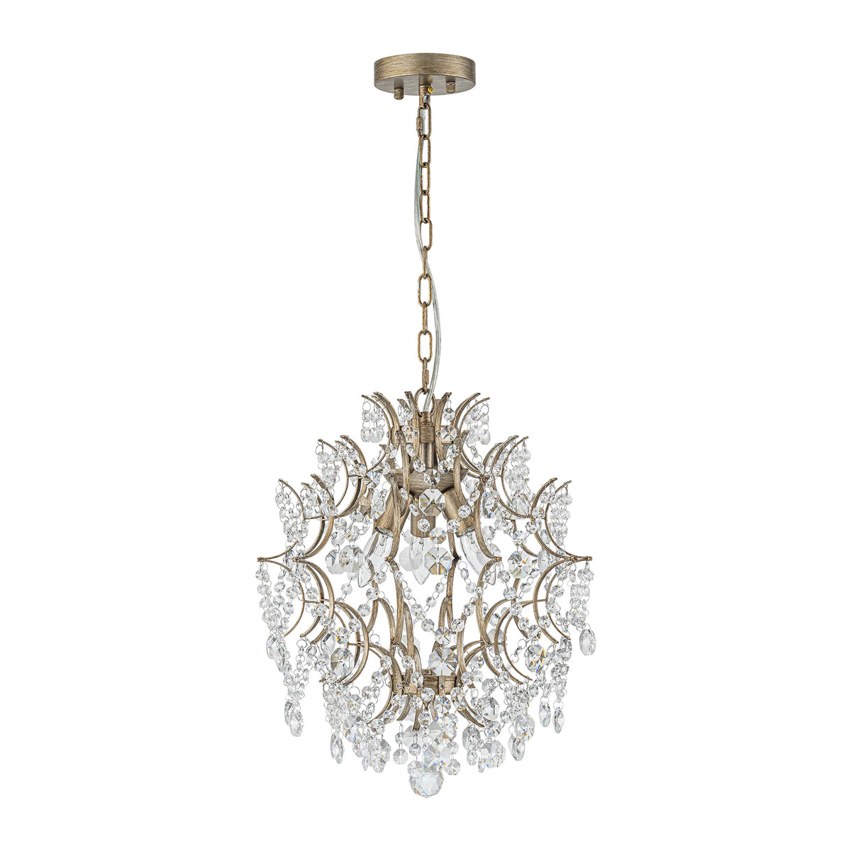 3-Light Tiered Cluster Crystal Beads Chandelier T3978