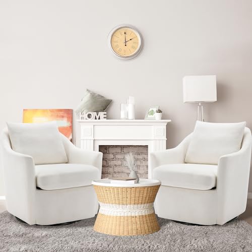 Beige Upholstered Swivel Accent Chair Set of 2 Y941