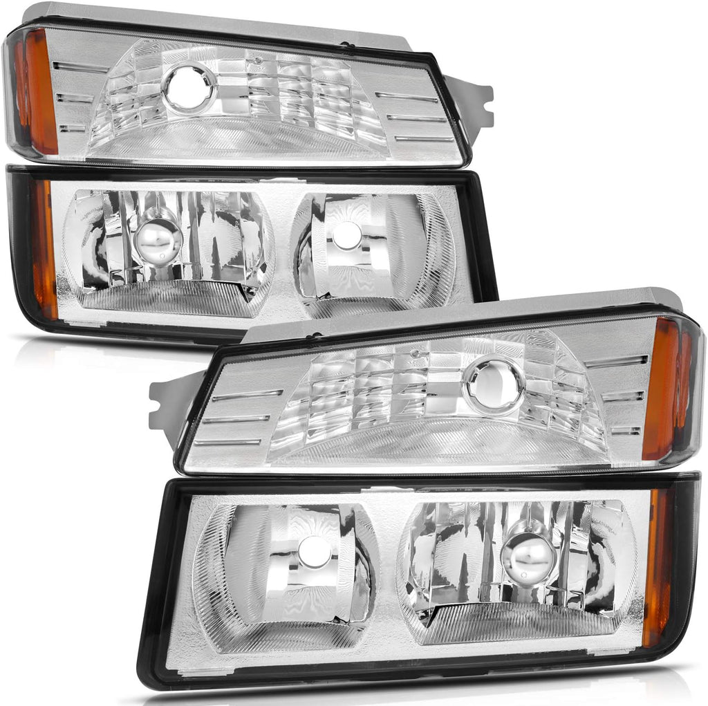 Chrome Housing Amber Reflector Headlight Assembly for Chevrolet Avalanche 1500/2500 J33923
