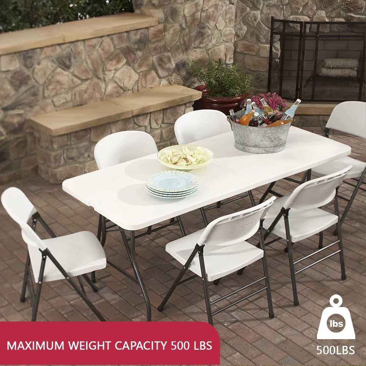 6 ft Plastic Folding Table with Carrying Handle F165
