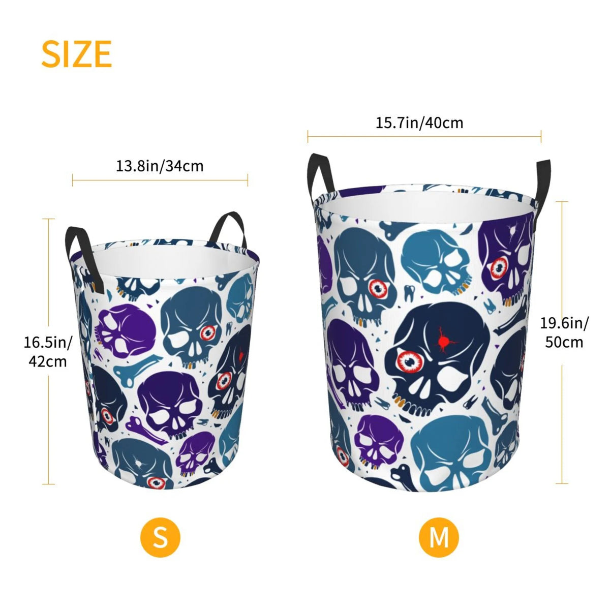 Blue Skull Purple Bone Collapsible Laundry Basket Y362274