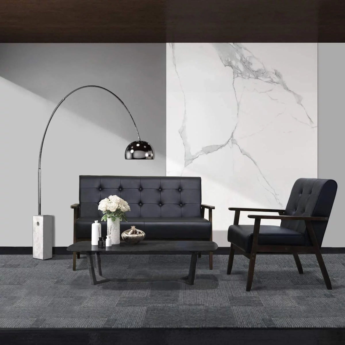 Mid-Century Modern Sofa Set with Loveseat and Chair B318239