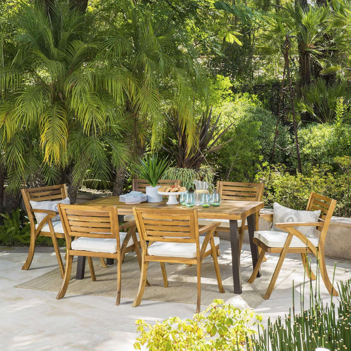 7-Pcs Acacia Wood Patio Dining Set R93280