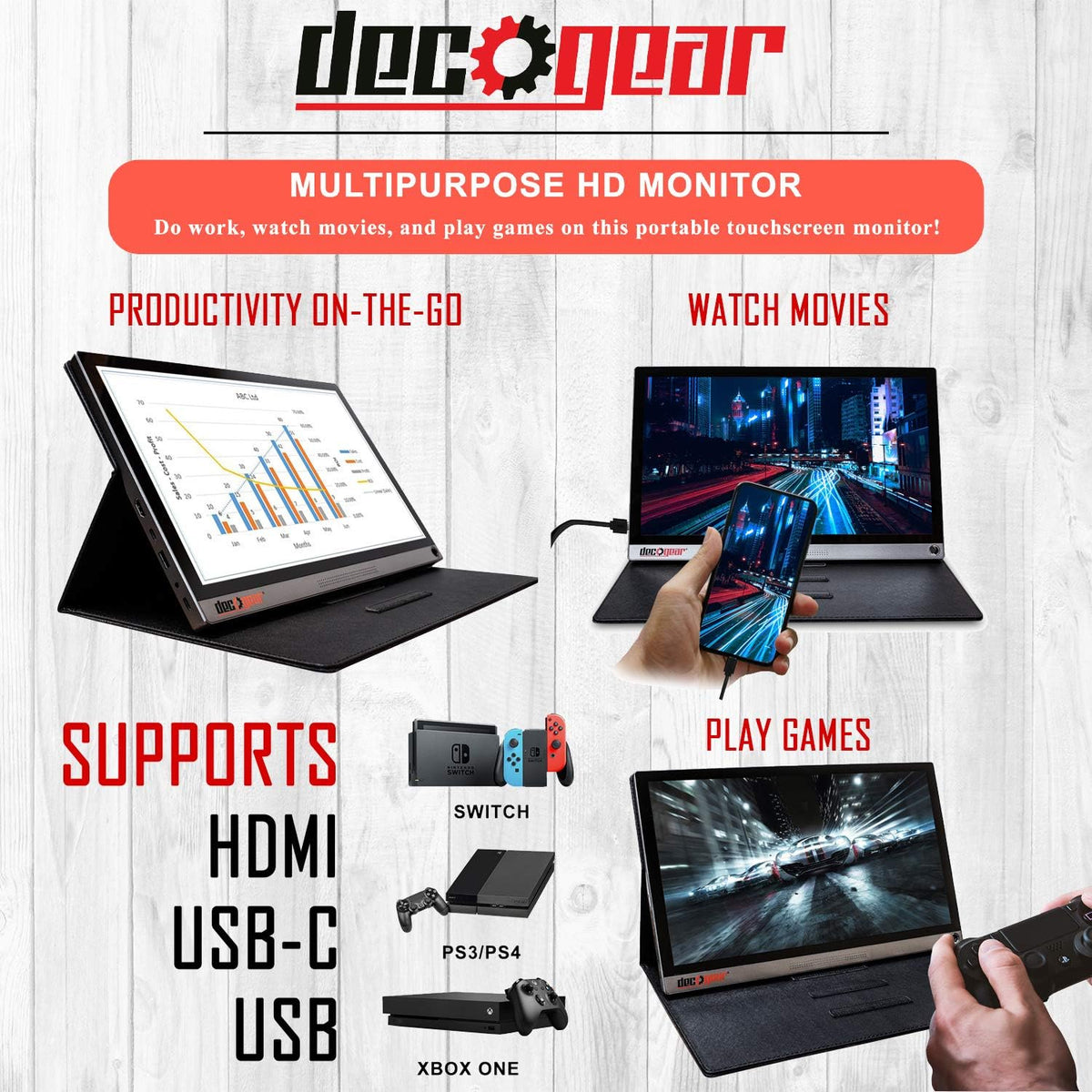 15.6 Portable Monitor 1080p IPS Touchscreen with 10 Point Capacitive Control P45834