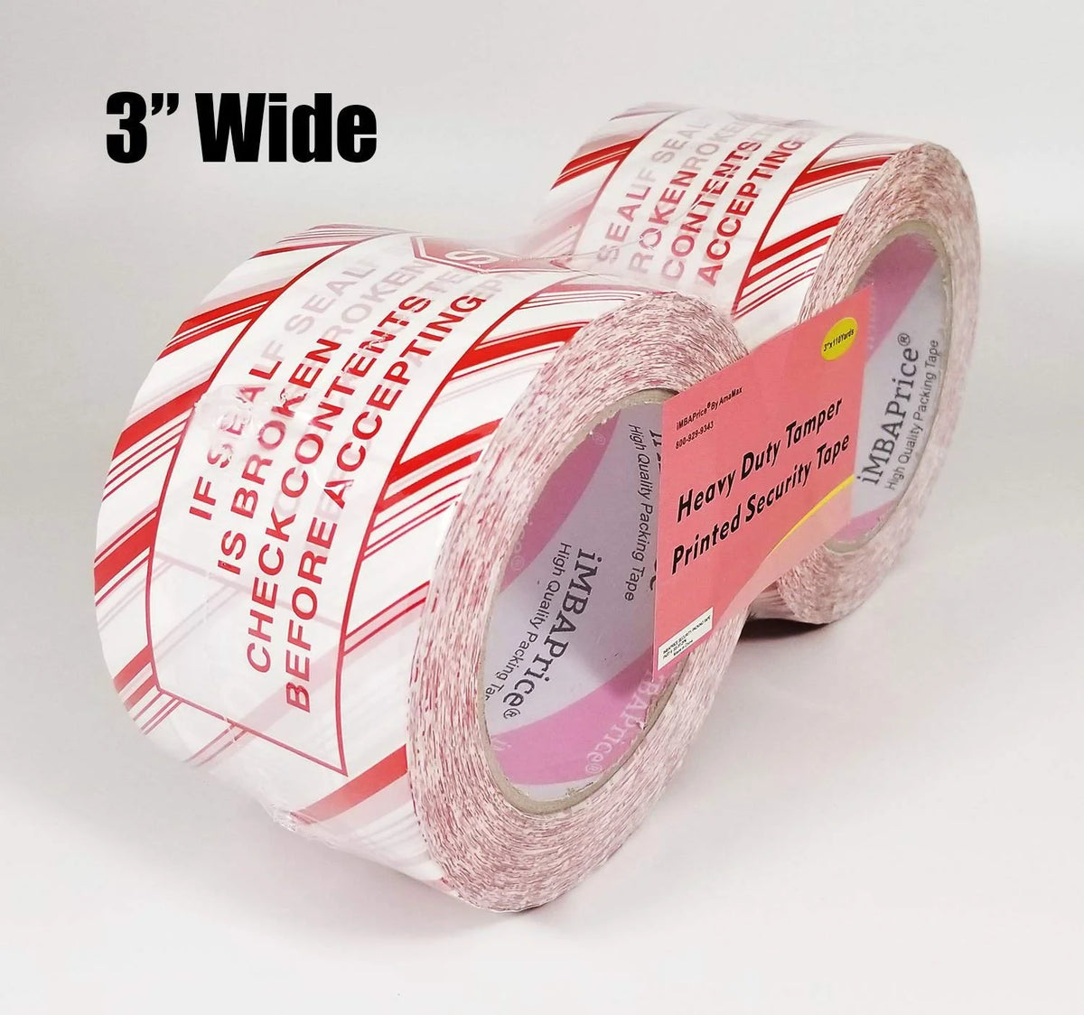 2 Rolls of 110 Yard 3-Inches Wide Printed White Carton Sealing Tape with Red Lettering D791