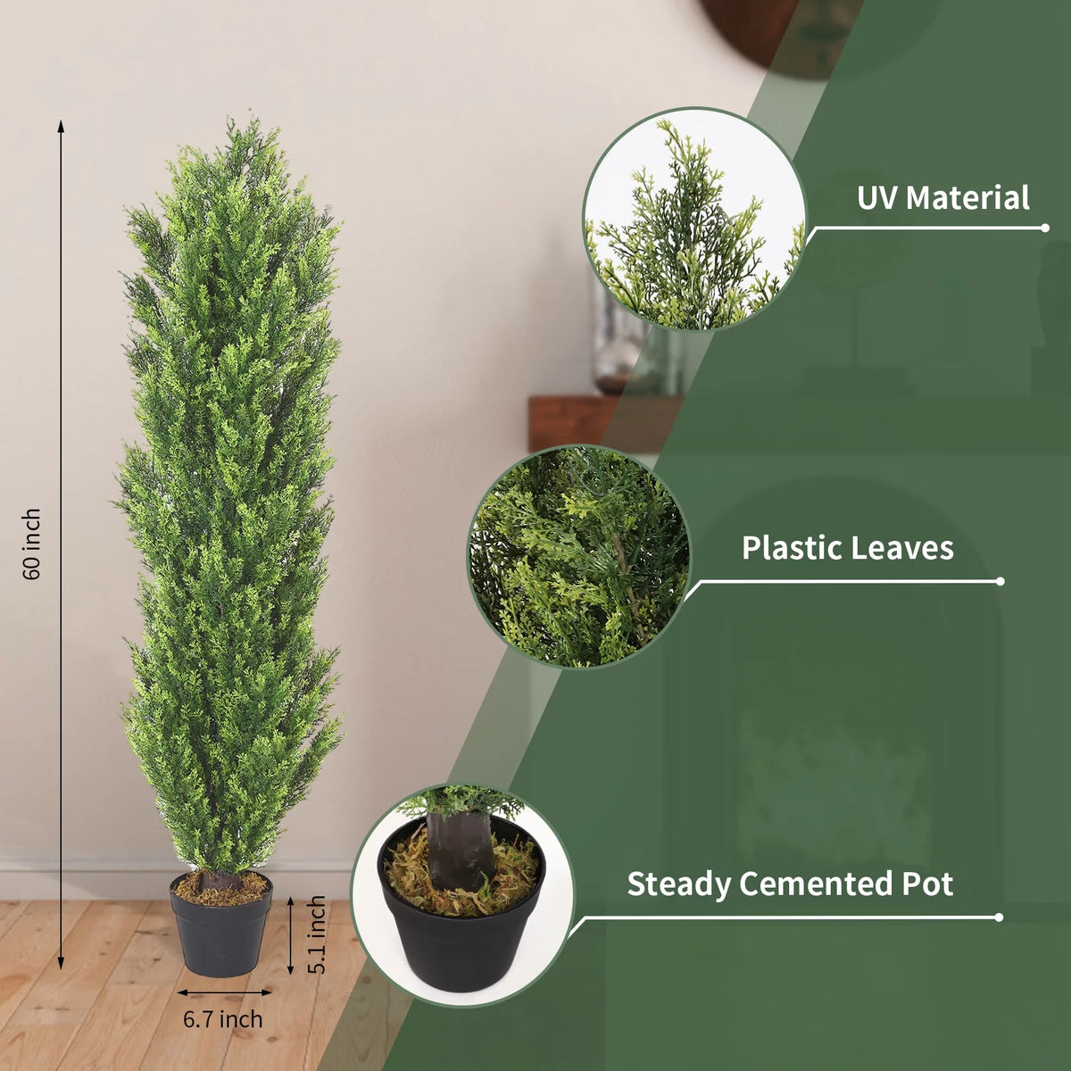 2 Pack 5 FT Artificial Cedar Topiary Trees U93594