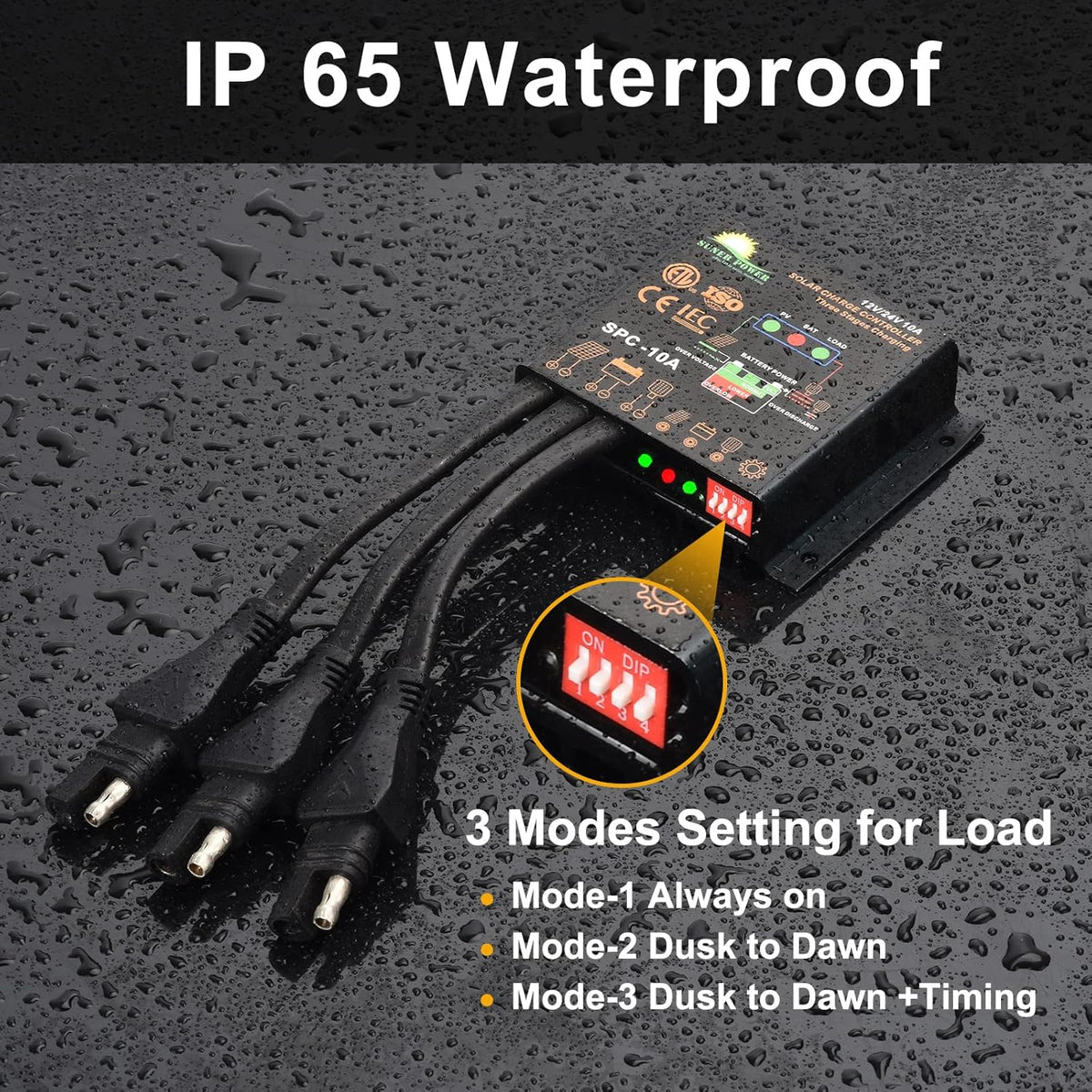 20 Watts Poly Crystalline 12V Solar Panel Kit with 10A Charge Controller and 3-PCS SAE Cable Adapters A297