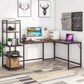 79 Inch Reversible L-Shaped Corner Desk with Shelves L40659