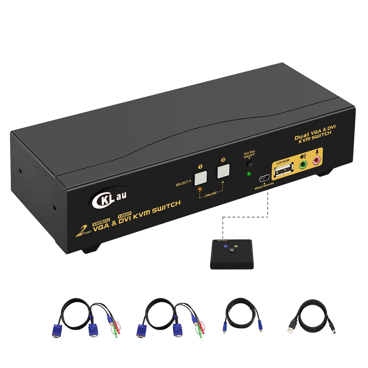 4K@60Hz 2 Port Dual Monitor KVM Switch with Audio, USB 2.0 Hub and Cables N861021