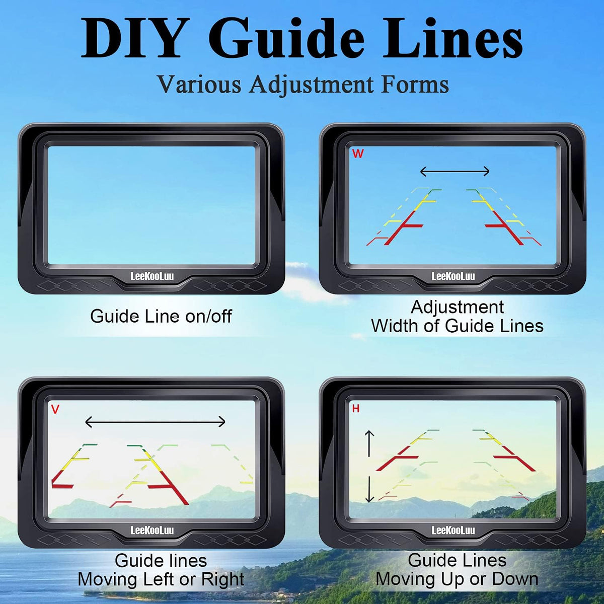Backup Camera Rear View Monitor Kit HD 1080P Waterproof Night Vision Pack of 2 B923
