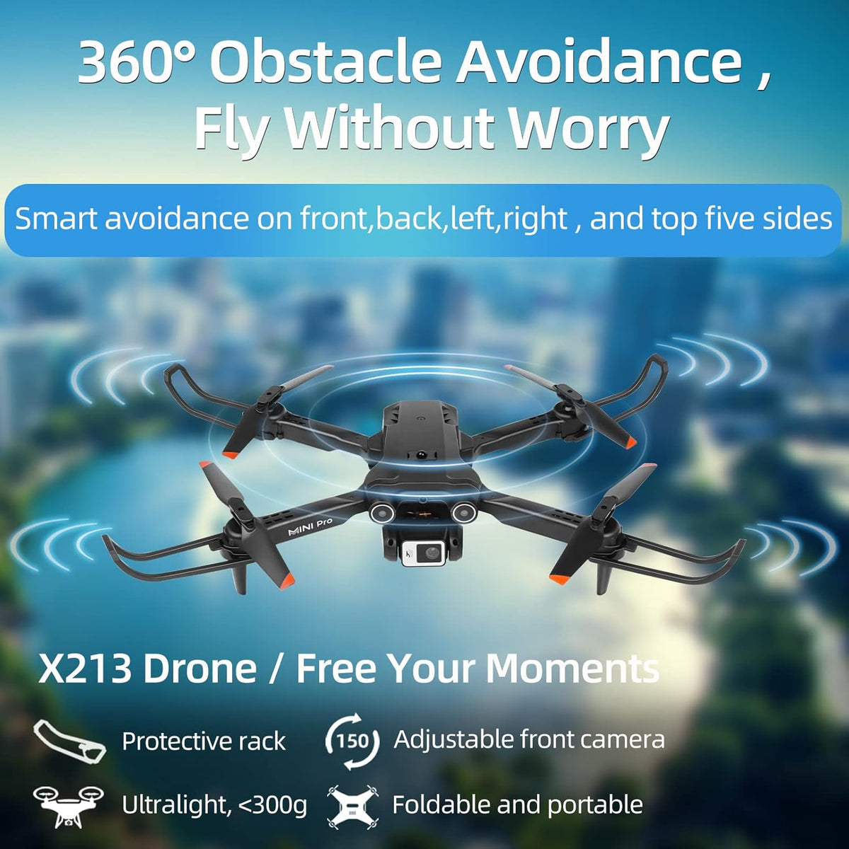 1080P HD FPV Mini Drone with Carrying Case, 2 Batteries J56232