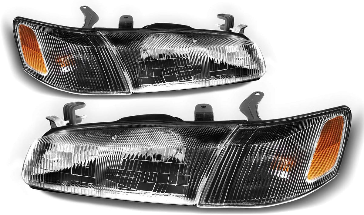 1997-1999 Toyota Camry Black Bezel Headlights Pair Q39216