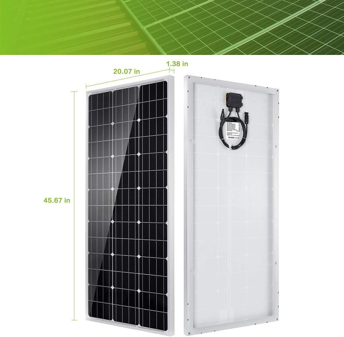 100 Watt 12 Volt Monocrystalline Solar Panel Kit Q1963