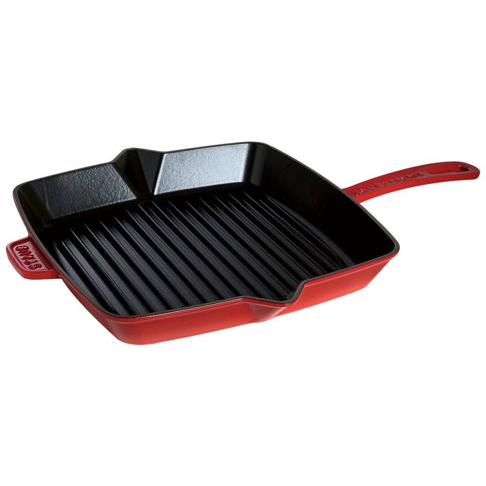 Dark Blue Cast Iron Square Grill Pan, 10-in R600