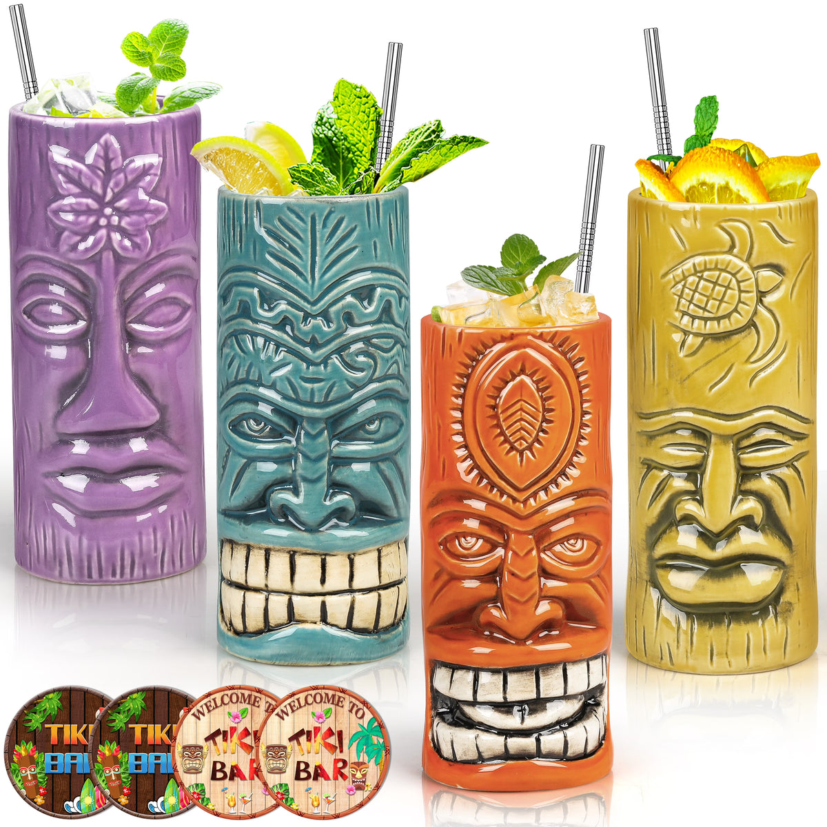 Ceramic Tiki Mugs Set of 4 T914231