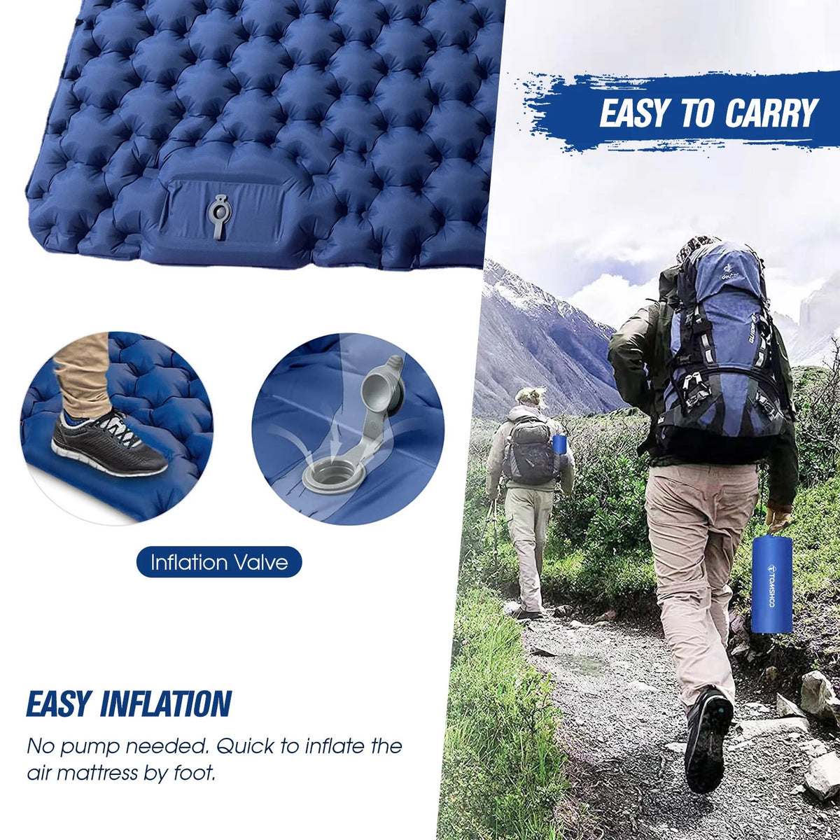 2 Person Waterproof Camping Mat with Air Pillow G10669