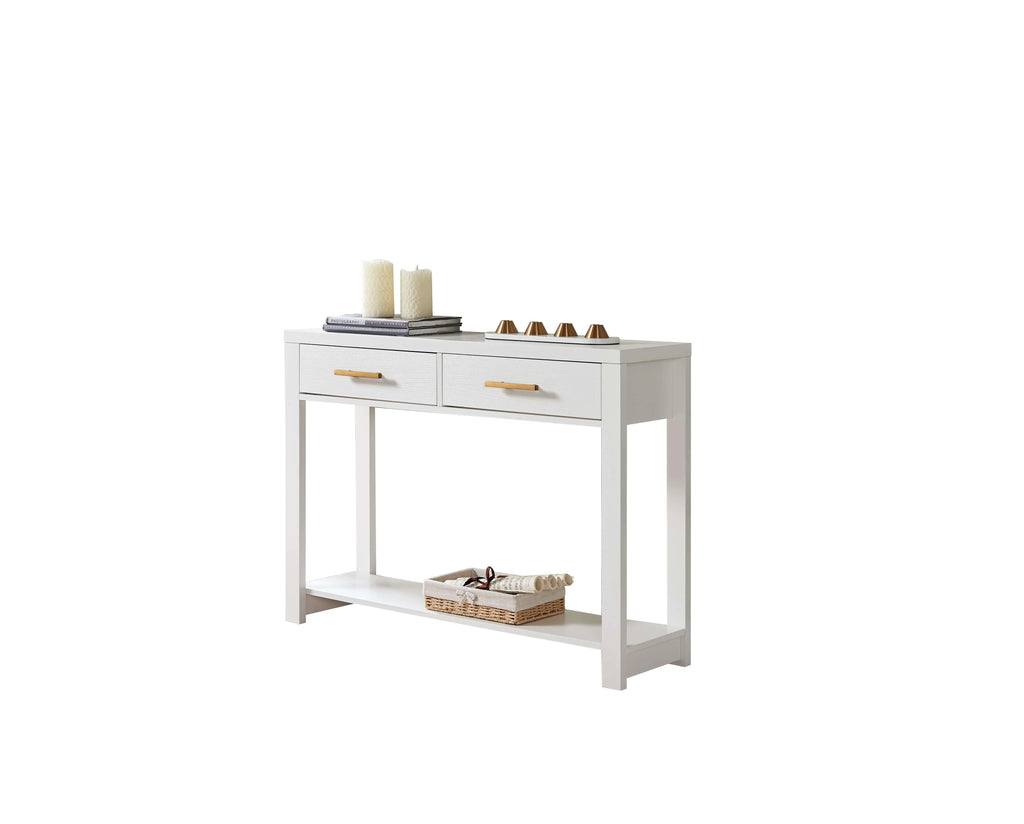 White Wood Console Table with 2 Drawers S9561