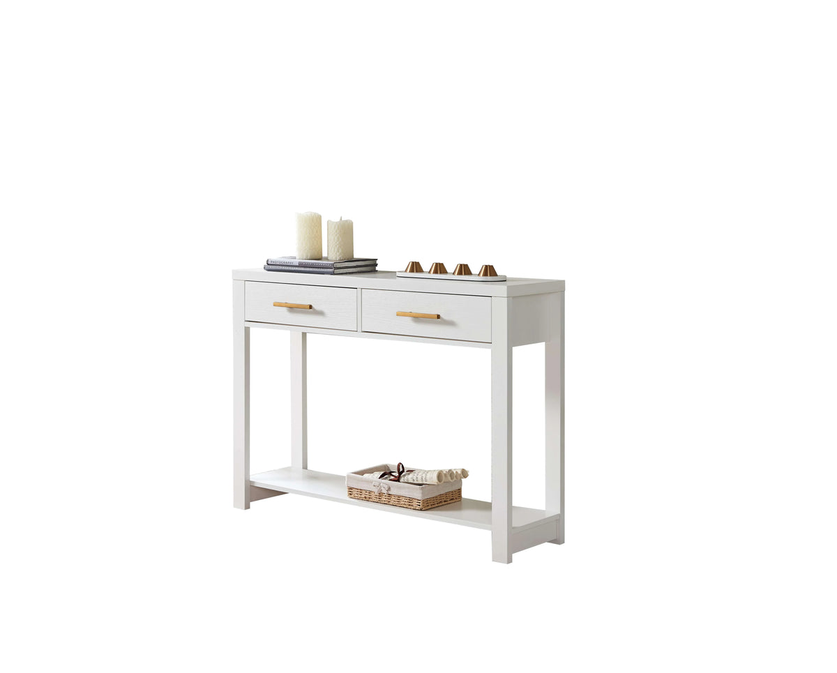 White Wood Console Table with 2 Drawers S9561