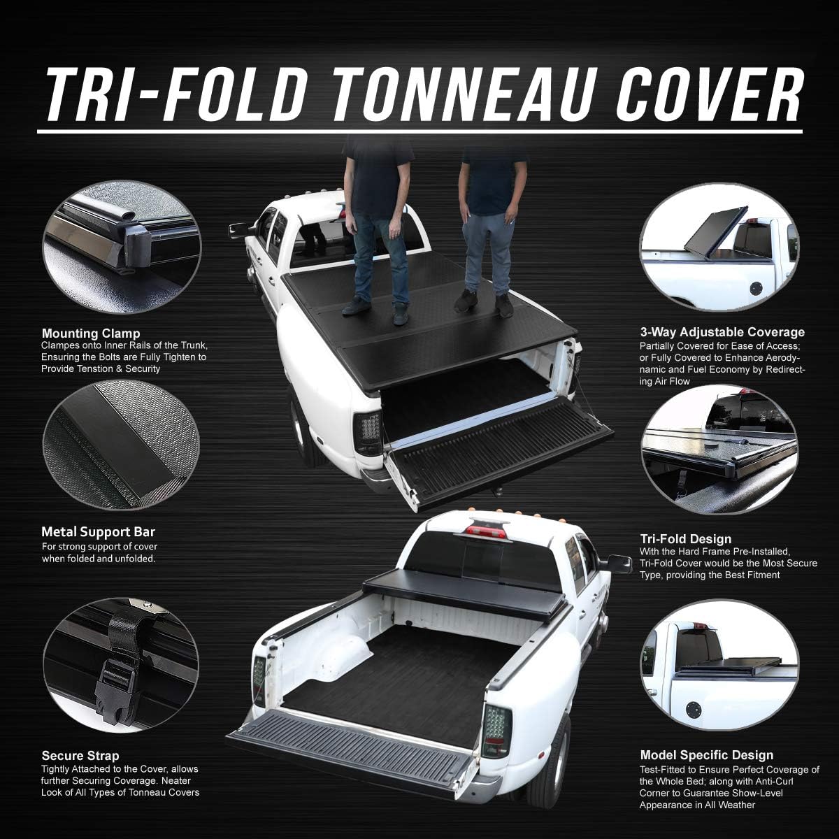 Black Powdercoated Tri-Fold Truck Tonneau Cover R29265