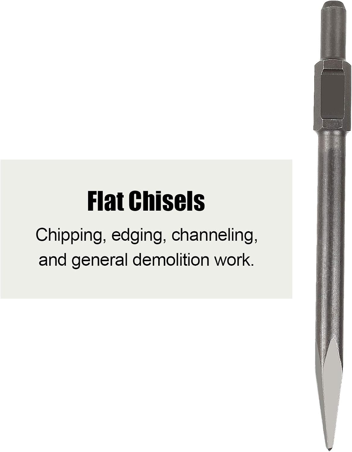 12 inch Demolition Hammer Drill Flat Tip and Bull Point Chisels, Pack of 2 X6225